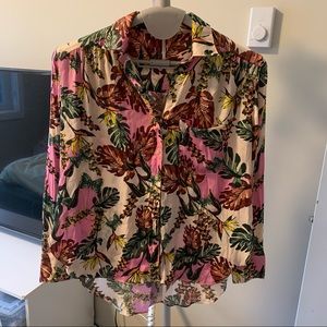 Free People floral printed shirt, silk texture, wore only once